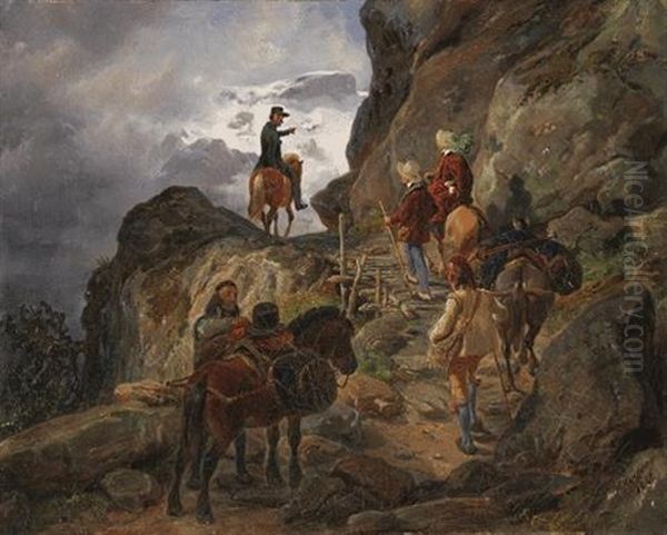 Reisegesellschaft Im Gebirge Oil Painting by Hermann Kauffmann the Elder