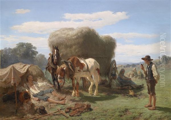 Rast Bei Der Ernte Oil Painting by Hermann Kauffmann the Elder