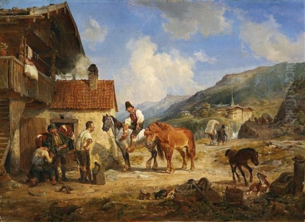 Beim Hufschmied Oil Painting by Hermann Kauffmann the Elder