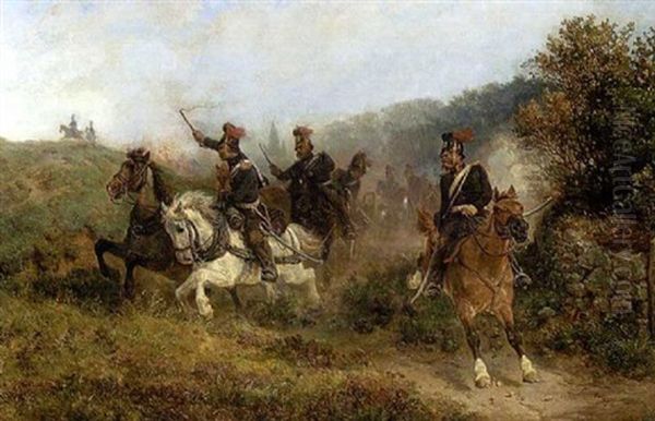 Angreifende Artillerie Oil Painting by Hermann Kauffmann the Elder