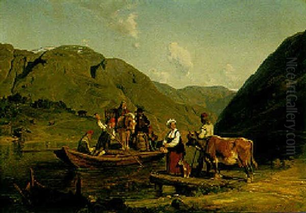 Bauern Am Fahranleger Oil Painting by Hermann Kauffmann the Elder