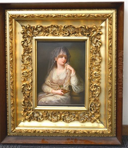 Lg Berlin Porcelain Plaque After Angelica Kauffman Oil Painting by Angelika Kauffmann