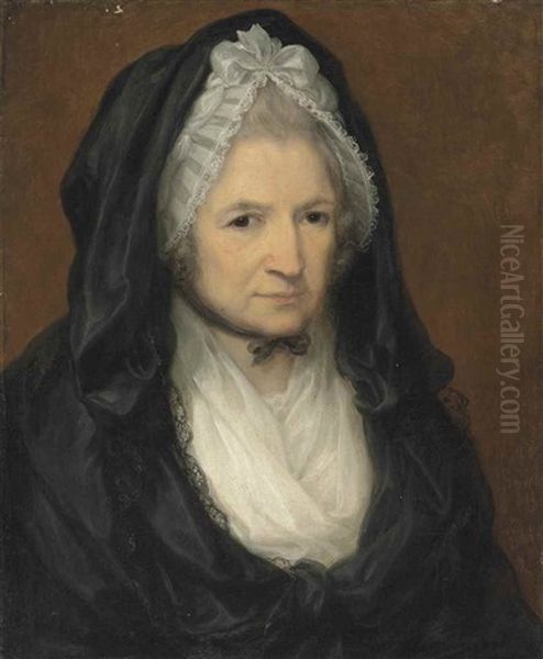 Portrait Of A Lady, Bust-length, Dressed In Black Oil Painting by Angelika Kauffmann