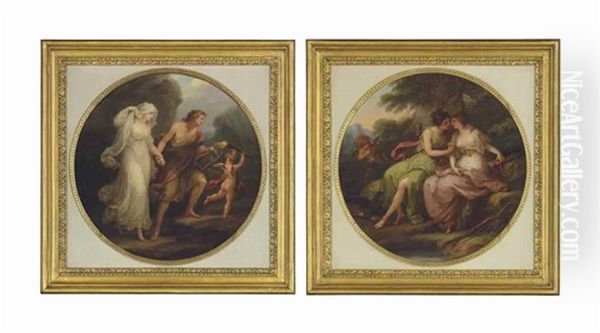 Orpheus And Eurydice; And Jupiter, In The Guise Of Diana, And Callisto (pair) by Angelika Kauffmann