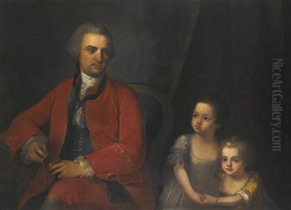 Portrait Of John Apthorp (1730-1772) And His Daughters Oil Painting by Angelika Kauffmann