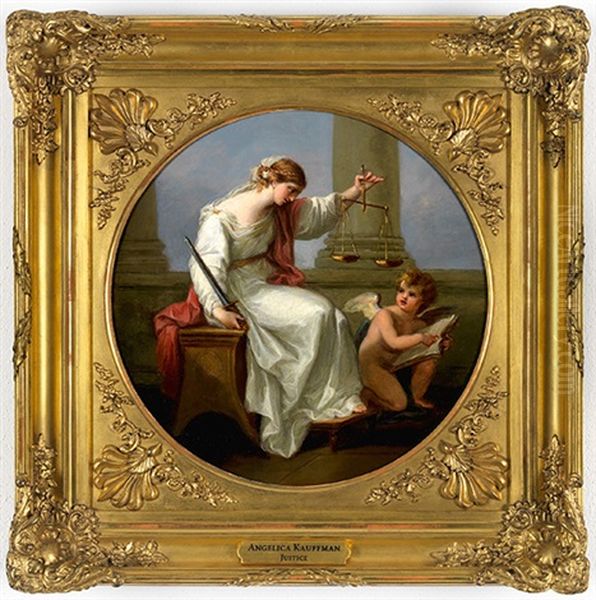 Justice (die Allegorie Der Justitia) Oil Painting by Angelika Kauffmann