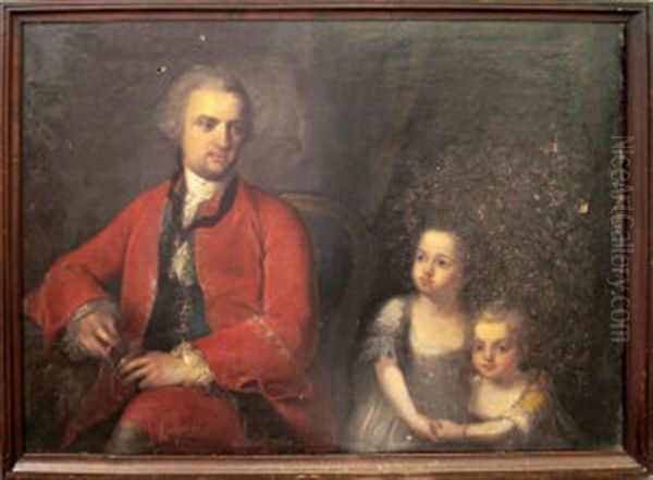 Portrait Of John Apthorp Of Boston (1730-1772) And His Daughters Oil Painting by Angelika Kauffmann