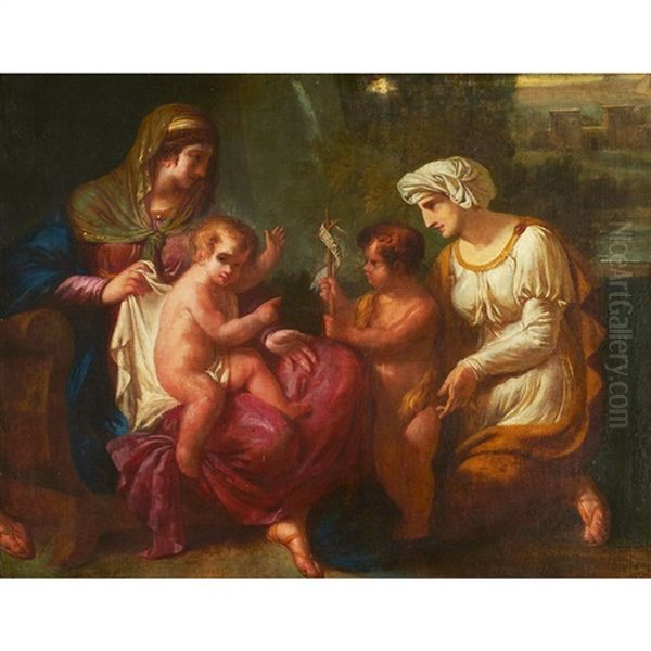 Martha And Mary With The Infant Christ Oil Painting by Angelika Kauffmann