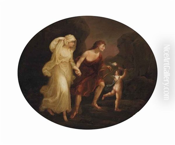 Orpheus And Eurydice Oil Painting by Angelika Kauffmann