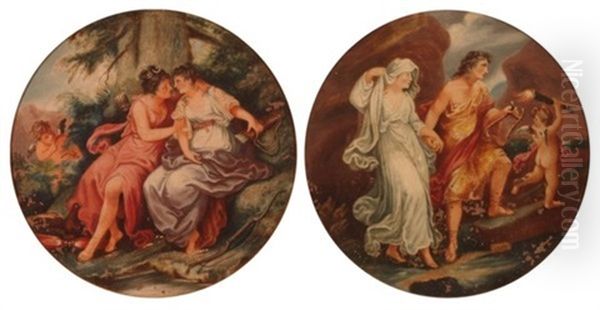 Allegories (+ Another; Pair) Oil Painting by Angelika Kauffmann