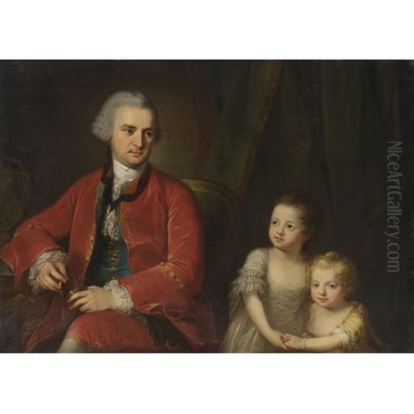 Portrait Of John Apthorp Of Boston And His Daughters Oil Painting by Angelika Kauffmann