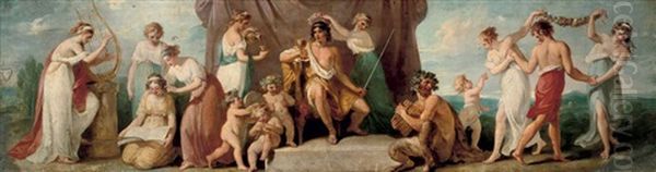 Apollo And The Muses On Mount Parnassus Oil Painting by Angelika Kauffmann