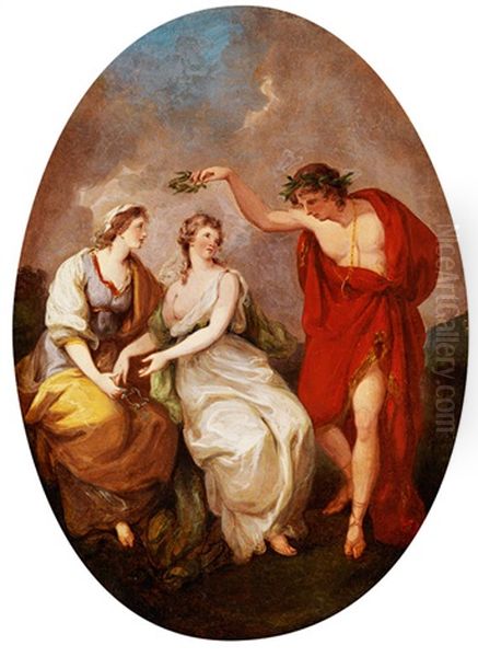 Apollo Kront Die Musen Der Kunste Oil Painting by Angelika Kauffmann