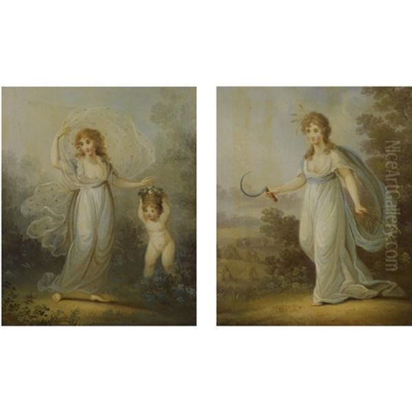 Allegories Of The Four Seasons (set Of 4) Oil Painting by Angelika Kauffmann