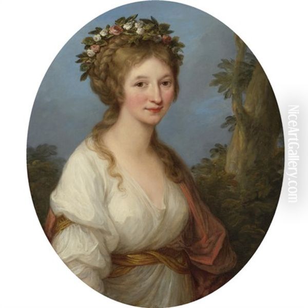 Portrait Of A Young Woman, Anna Charlotta Dorothea Von Medem, Duchess Of Courland (?) Oil Painting by Angelika Kauffmann