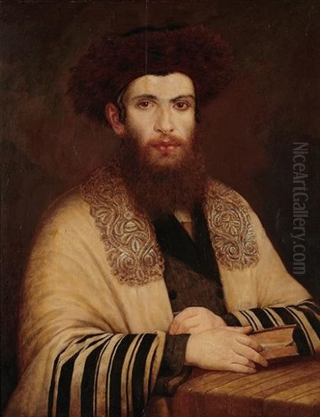 Rabbi With Streimel Oil Painting by Angelika Kauffmann