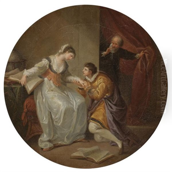 A Young Man Propositioning A Lady Oil Painting by Angelika Kauffmann