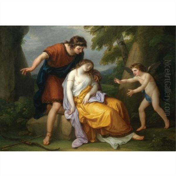 Cephalus With Procris And Cupid Oil Painting by Angelika Kauffmann