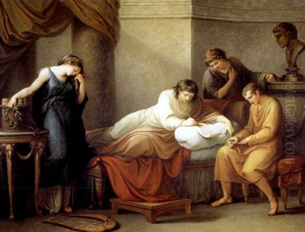 Virgil Writing His Epitaph At Brundisium Oil Painting by Angelika Kauffmann