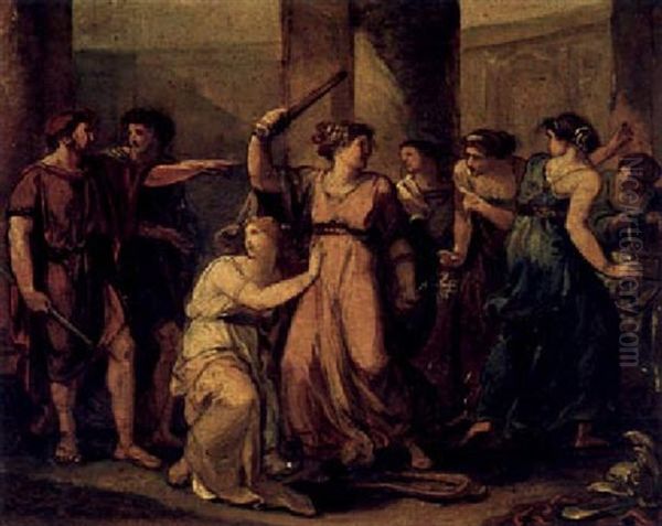 Odysseus Entdeckt Achilles Unter Den Tochtern Des Lykomedes Oil Painting by Angelika Kauffmann