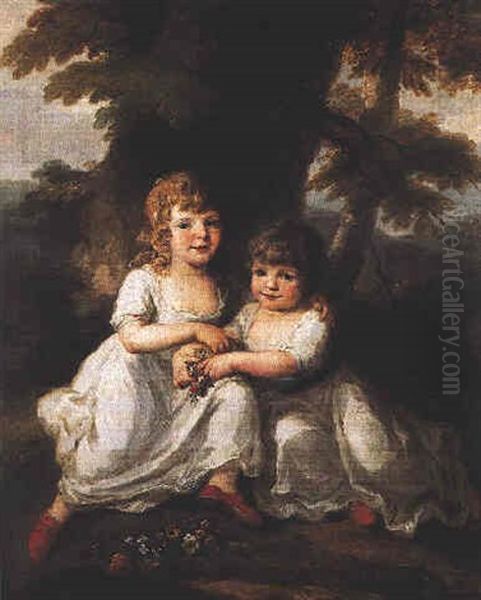 Portrait D'henry Kuhff Et Son Frere, Fils De L'avocat D'angelica Kauffman A Bale Oil Painting by Angelika Kauffmann