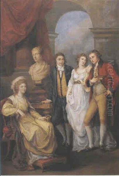 Furstin Katharina Petrowna Bariatinsky Im Kreise Ihrer      Familie Oil Painting by Angelika Kauffmann