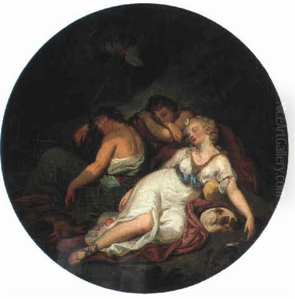 Die Schlafende Diana Mit Nymphen Oil Painting by Angelika Kauffmann