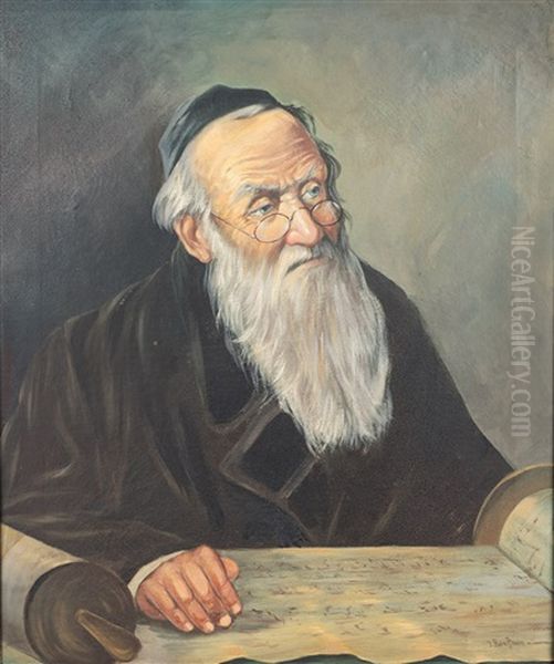 Rabbi Studying Torah Oil Painting by Hugo Wilhelm Kauffmann