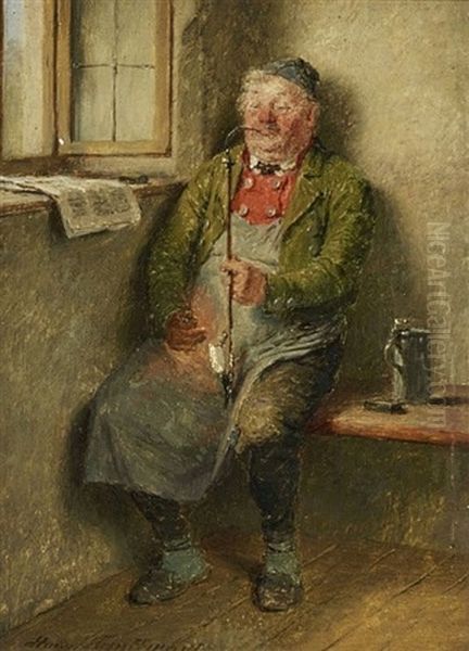 Wirt, Pfeife Anzundend Oil Painting by Hugo Wilhelm Kauffmann