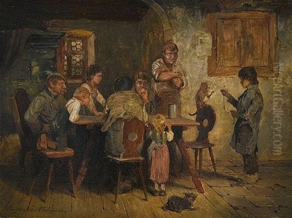 Affe Im Wirtshaus Oil Painting by Hugo Wilhelm Kauffmann