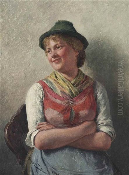 Portrait Of A Girl Oil Painting by Hugo Wilhelm Kauffmann