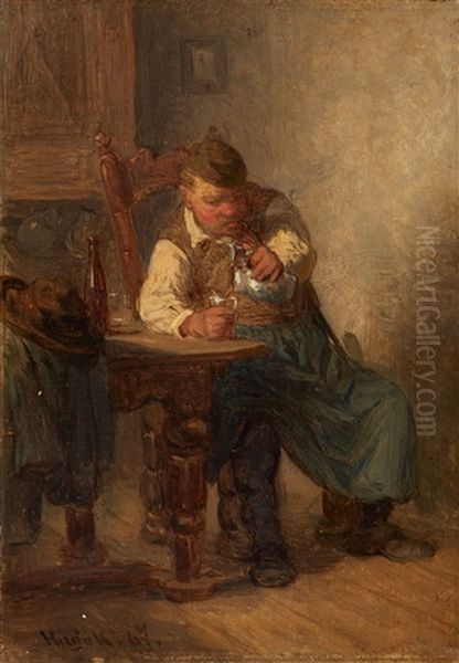 Two Tavern Scenes (pair) Oil Painting by Hugo Wilhelm Kauffmann