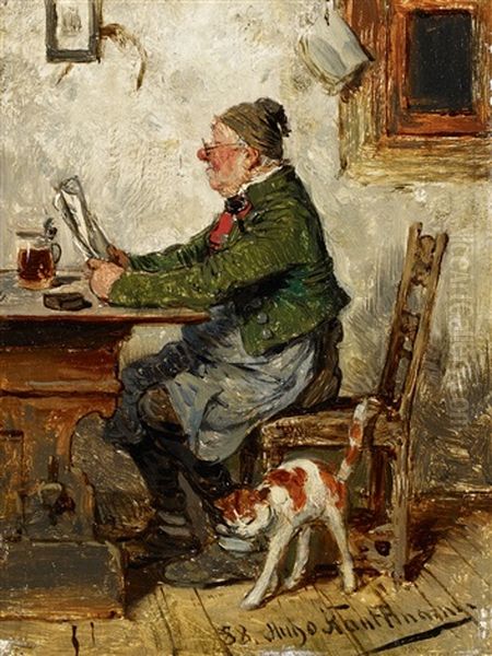 Innkeeper With A Cat Oil Painting by Hugo Wilhelm Kauffmann