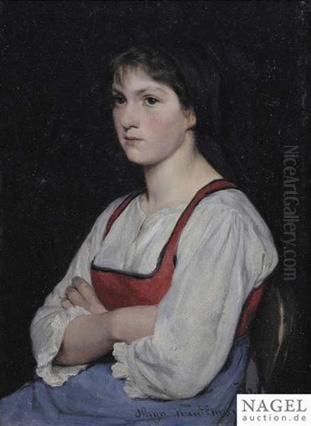 Portrait Of A Peasant Girl Oil Painting by Hugo Wilhelm Kauffmann