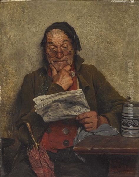 Der Dorfpolitiker Oil Painting by Hugo Wilhelm Kauffmann