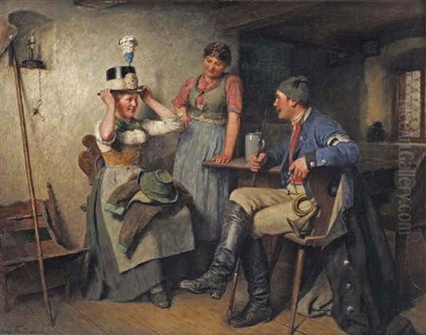 A Perfect Fit Oil Painting by Hugo Wilhelm Kauffmann