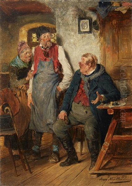 An Interior Scene Oil Painting by Hugo Wilhelm Kauffmann