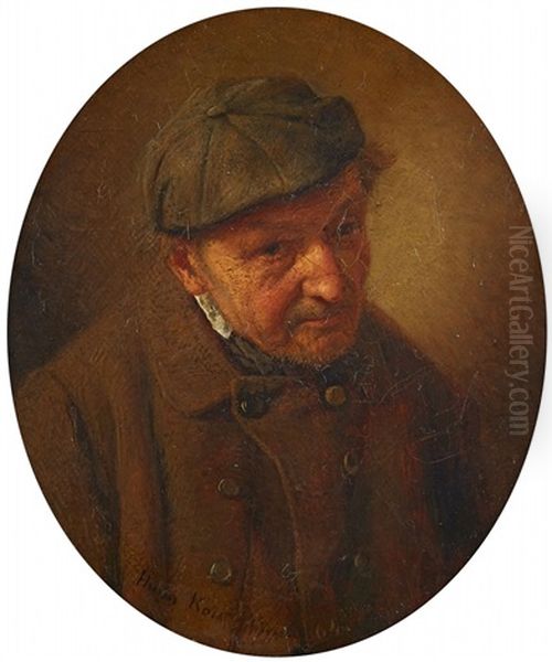 Portrait Of A Man In A Cap Oil Painting by Hugo Wilhelm Kauffmann