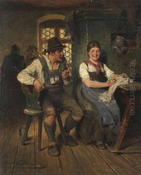 Bursch Und Madel Oil Painting by Hugo Wilhelm Kauffmann