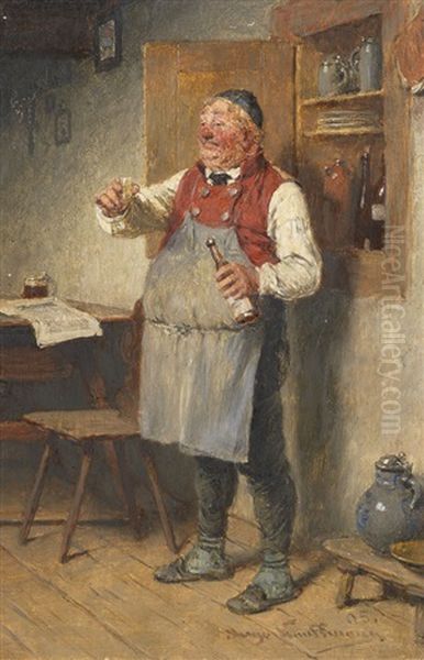 Ein Schnapsle In Ehren Oil Painting by Hugo Wilhelm Kauffmann