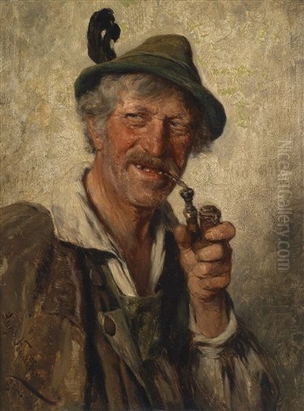 Der Pfeifenraucher Oil Painting by Hugo Wilhelm Kauffmann