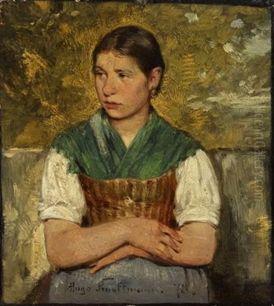 Seated Maiden Oil Painting by Hugo Wilhelm Kauffmann