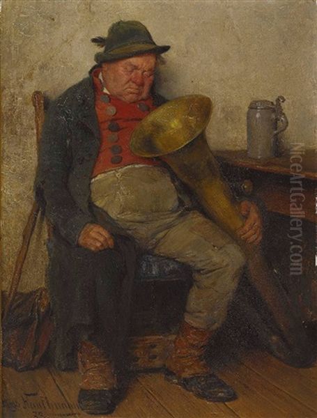 Muder Musikant Oil Painting by Hugo Wilhelm Kauffmann