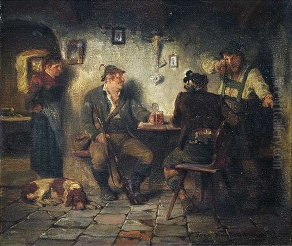 Jagerlatein In Der Wirtsstube Oil Painting by Hugo Wilhelm Kauffmann