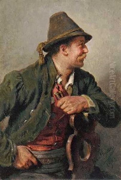 Jager, Auf Einem Stuhl Sitzend Oil Painting by Hugo Wilhelm Kauffmann