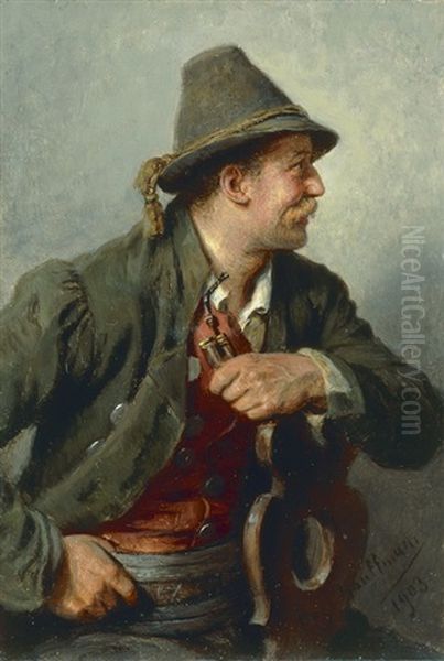 Bursch (halbfigur) Oil Painting by Hugo Wilhelm Kauffmann