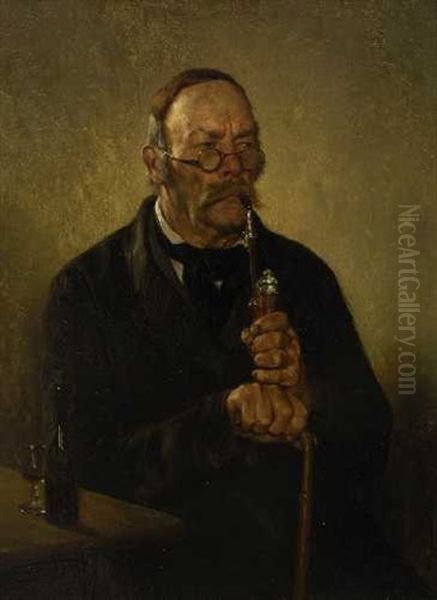 Alter Mann Mit Pfeife Oil Painting by Hugo Wilhelm Kauffmann