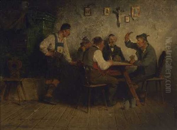 Beim Kartenspiel Oil Painting by Hugo Wilhelm Kauffmann