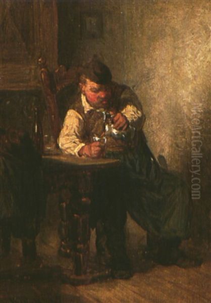 Dicker Bauer, Einschenkend Oil Painting by Hugo Wilhelm Kauffmann