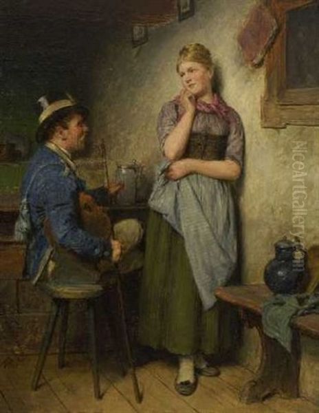 Postillon Und Dirndl Oil Painting by Hugo Wilhelm Kauffmann